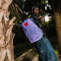 SPRAYGROUND® BACKPACK NOOO WAY!!! A REVERSIBLE BACKPACK - PURPLE VELOUR TO OG SHARKS IN PARIS BACKPACK