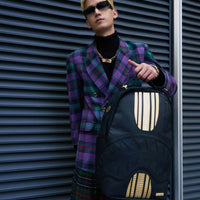 SPRAYGROUND® BACKPACK GOLD AND BLACK RACING STRIPES BACKPACK
