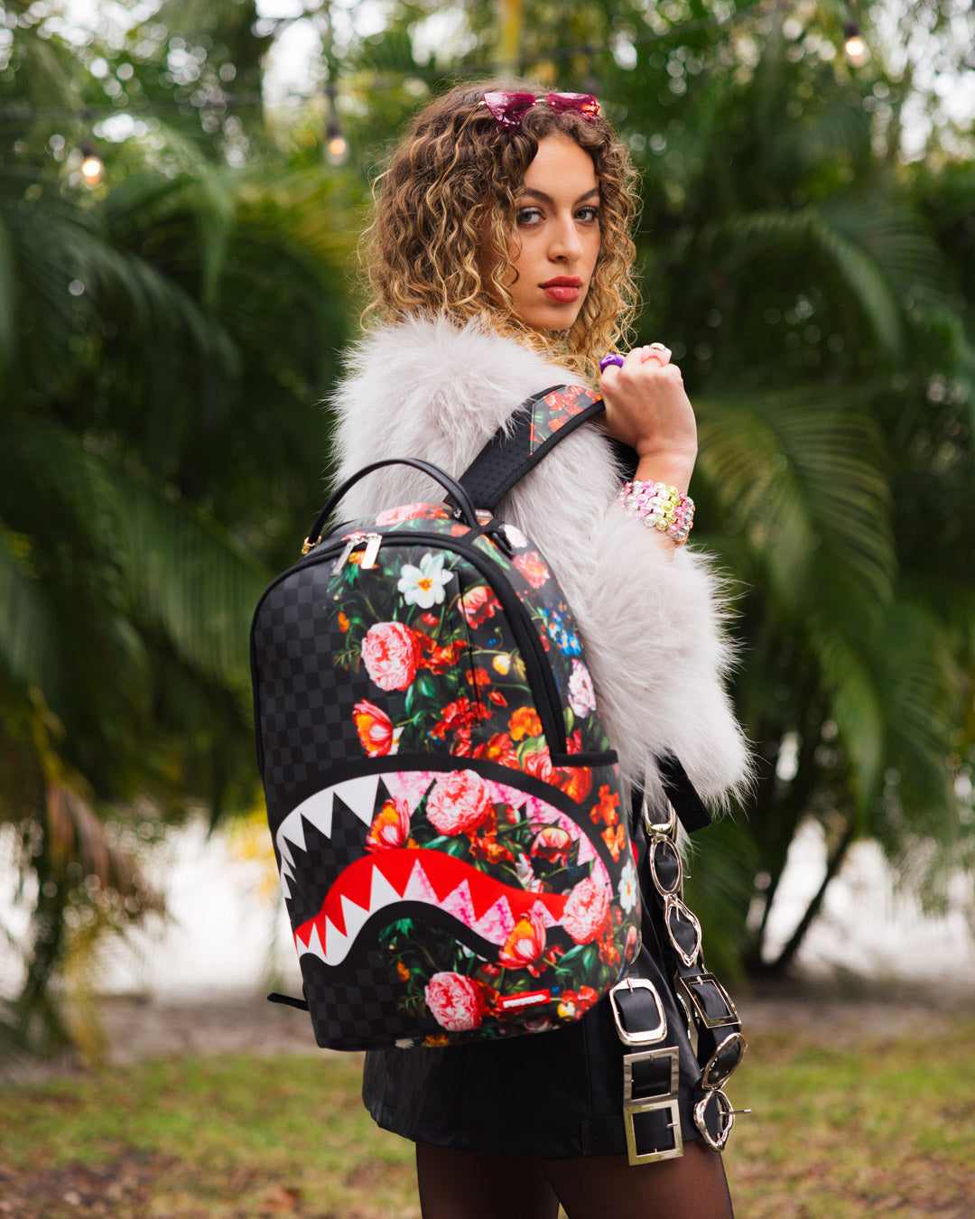 SPRAYGROUND® BACKPACK SPLIT PINK FLORAL CHECK DLXSV BACKPACK