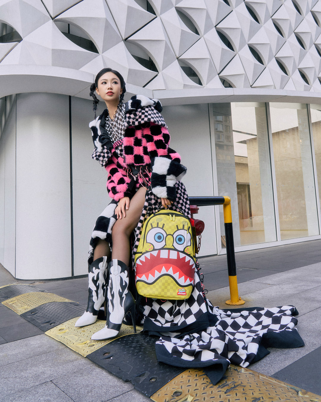 spongebob Tovホワイトバック I DON'T NEED IT SpongeBob Print Tote Shoulder Bag ユニ