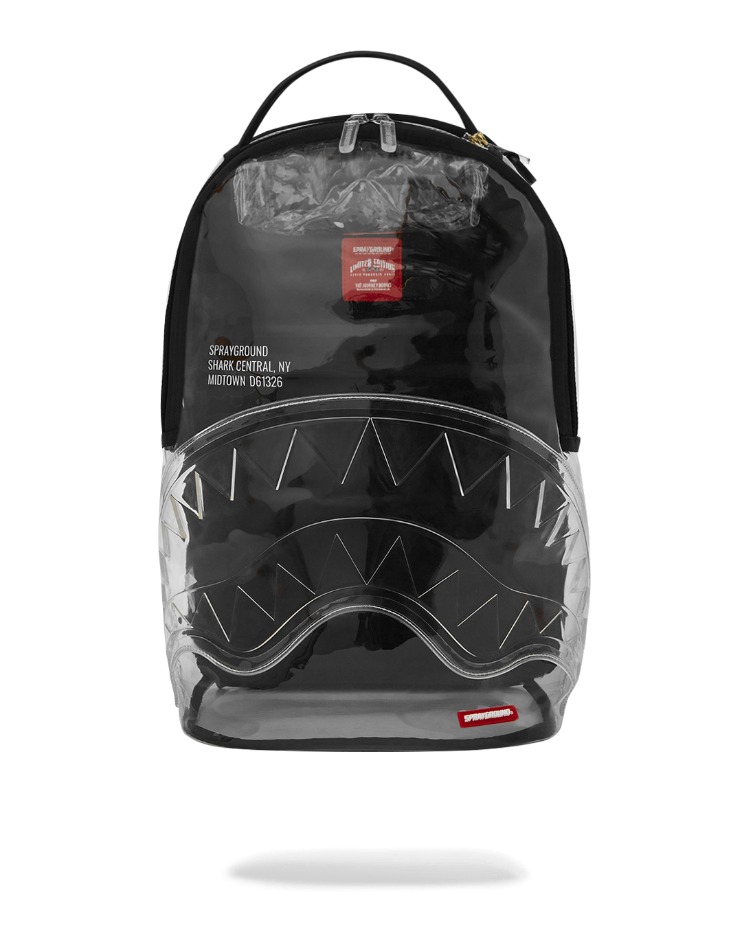 SPRAYGROUND® BACKPACK SHARK CENTRAL CLEAR DLXSV BACKPACK (BLACK BACKPANEL)