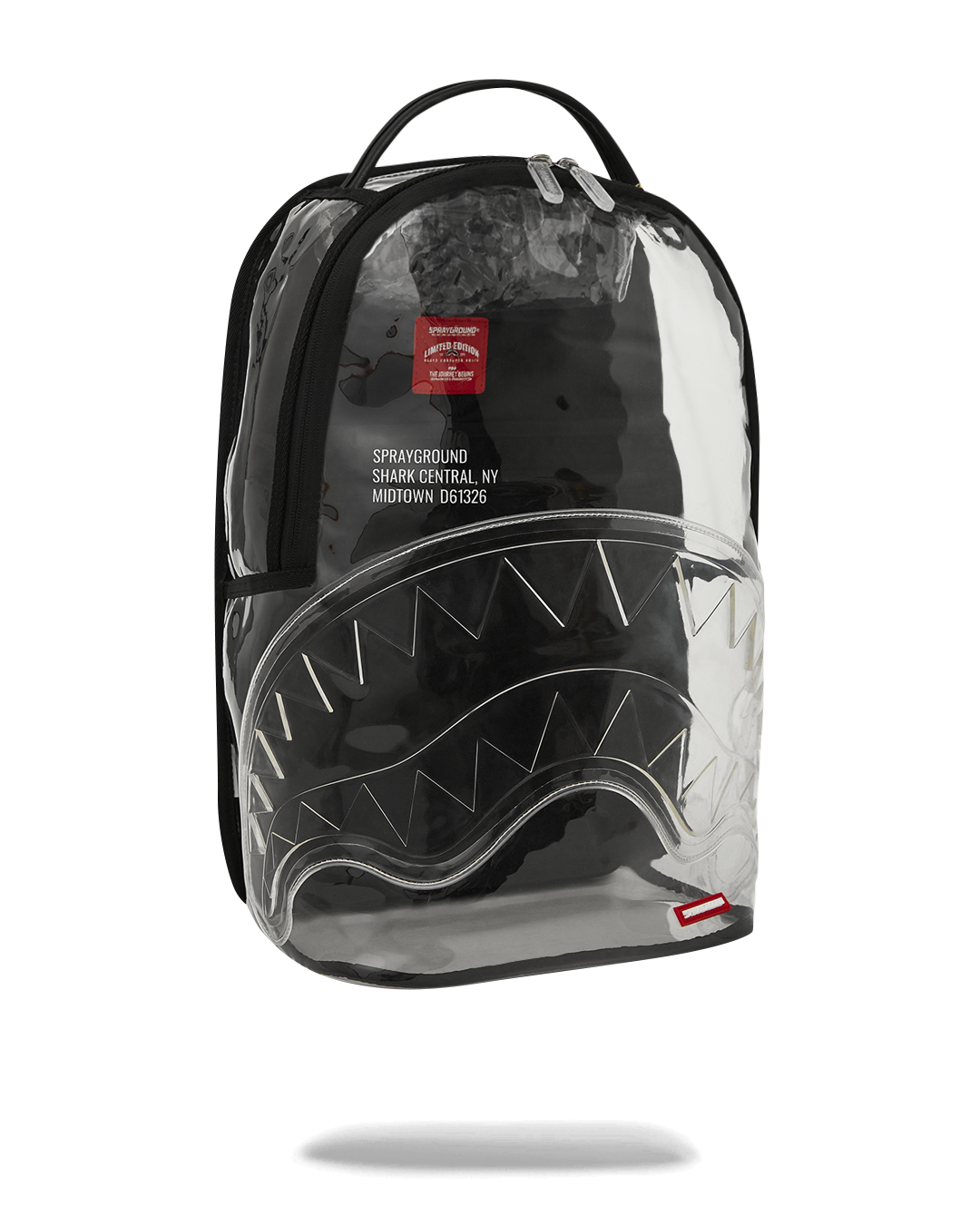 SPRAYGROUND® BACKPACK SHARK CENTRAL CLEAR DLXSV BACKPACK (BLACK BACKPANEL)