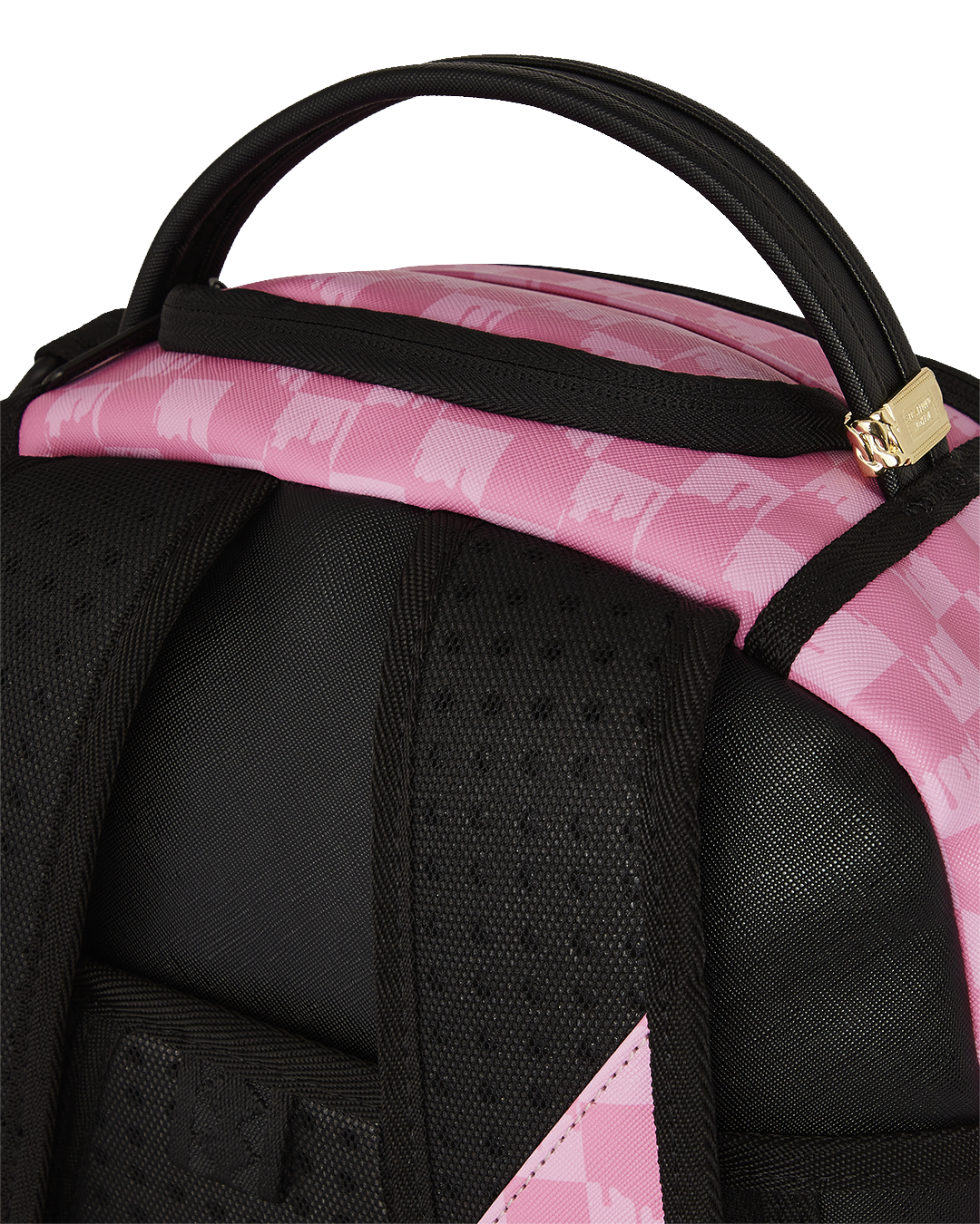 SPRAYGROUND® BACKPACK PINK AND BLACK DRIP CHECK DLXSV BACKPACK