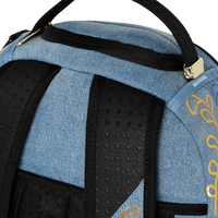SPRAYGROUND® BACKPACK METALLIC PRINTED DENIM SHARK DLXSV BACKPACK