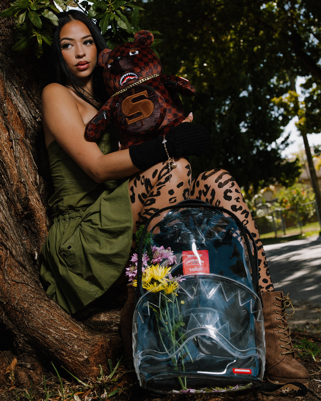 SPRAYGROUND® BACKPACK CLEAR BEAR DLX BACKPACK FABRIC BEAR