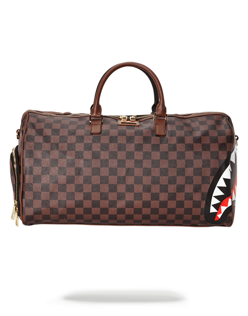 Brown Sprayground Shark Duffle Bag