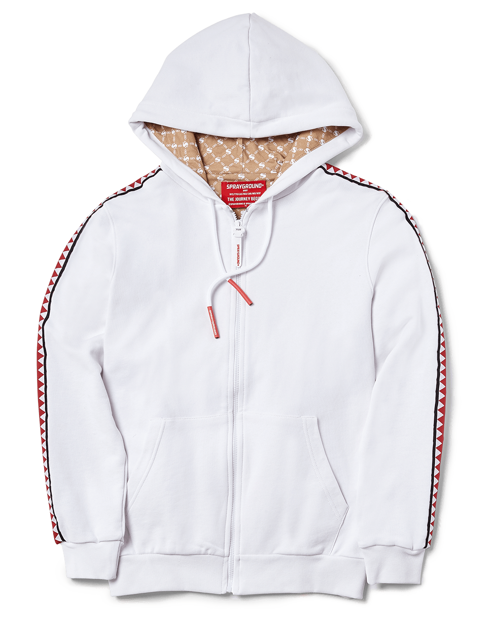 SPRAYGROUND® APPAREL SHARKTRACK SPUCCI ZIPUP HOODIE (WHITE)