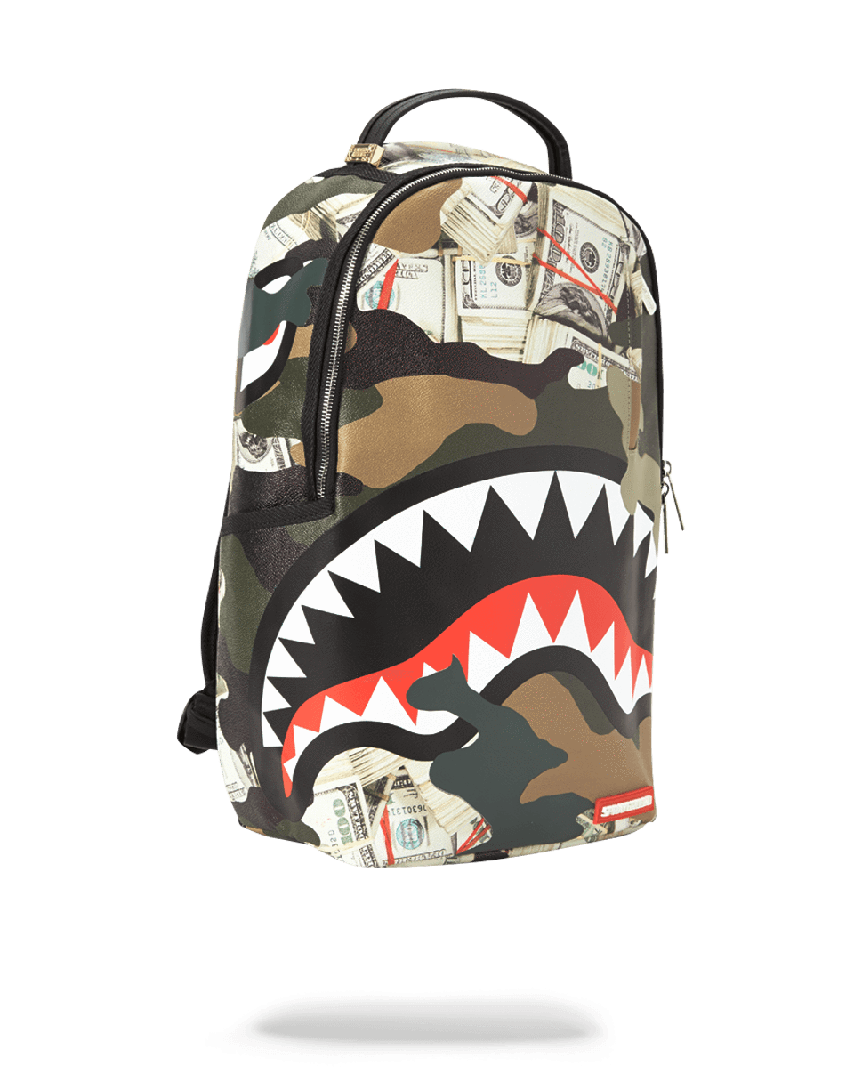 Shop Sprayground Camo Money Shark Backpack 910B2202NSZ camo