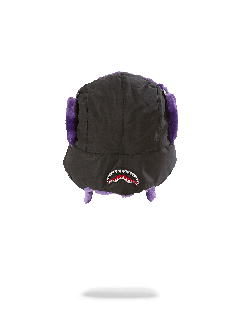 SPRAYGROUND® HAT BLACK 3M PURPLE FUR AVIATOR HAT
