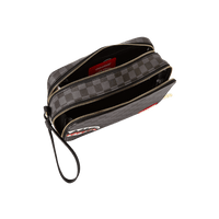 SPRAYGROUND® TOILETRY SHARKS IN PARIS (BLACK CHECKERED EDITION) TOILETRY AKA MONEY BAGS