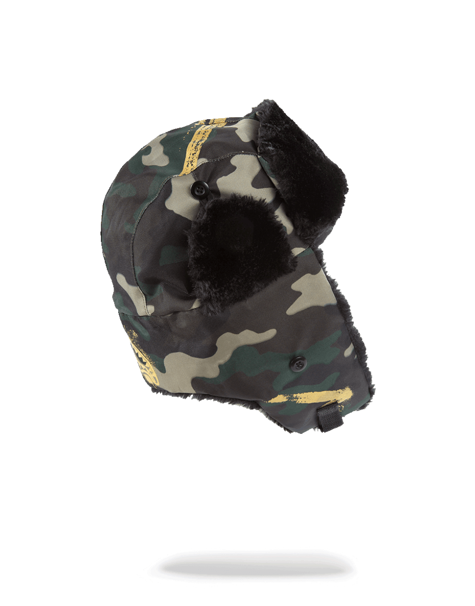 SPRAYGROUND® HAT GOLD STENCIL CAMO AVIATOR HAT