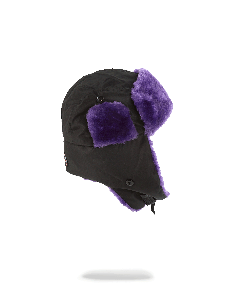 SPRAYGROUND® HAT BLACK 3M PURPLE FUR AVIATOR HAT