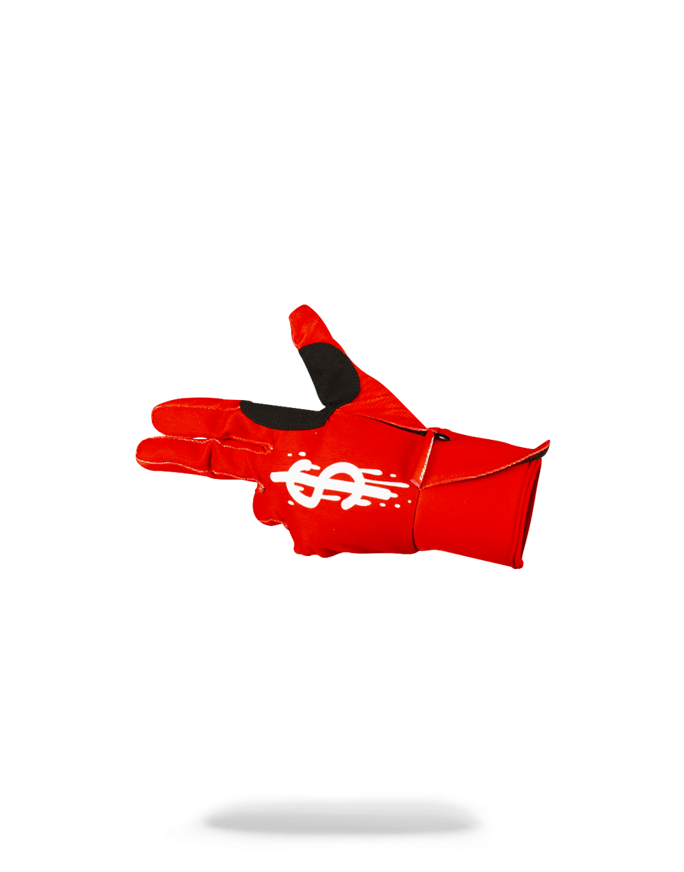 SPRAYGROUND® GLOVES LEFT RED / RIGHT CAMO MONEY DRIPS GLOVES