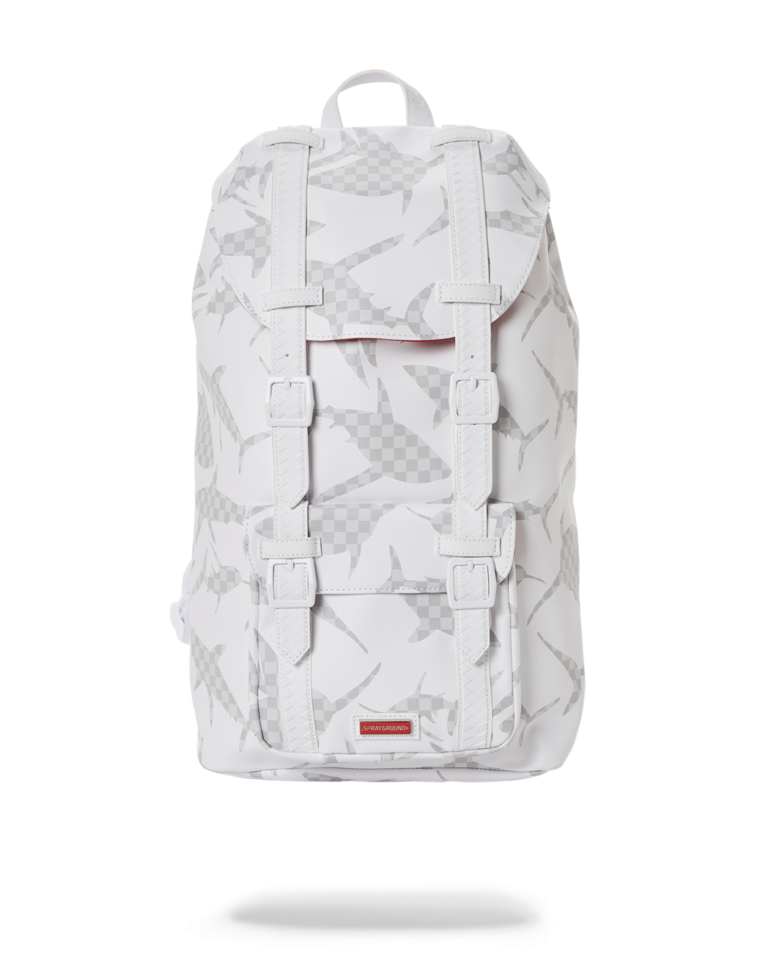 Sprayground Backpack In Vegan Leather With Shark Print In White