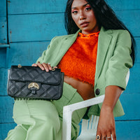 SPRAYGROUND® HANDBAG NOIR QUILT GOLD CHAIN SHARK HANDBAG