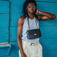 SPRAYGROUND® HANDBAG NOIR QUILT GOLD CHAIN SHARK HANDBAG