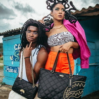 SPRAYGROUND® HANDBAG NOIR QUILT GOLD CHAIN SHARK HANDBAG