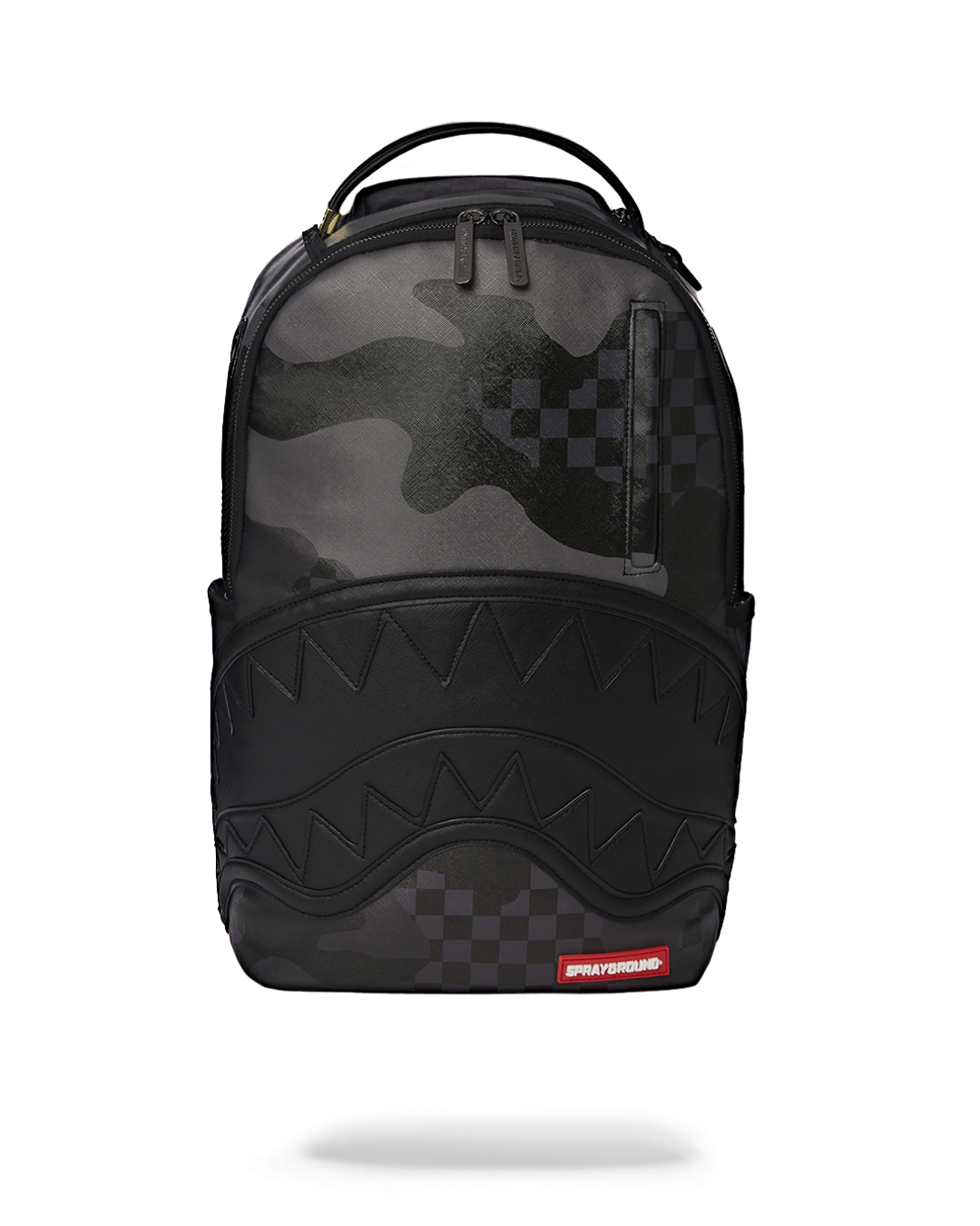 Sprayground Backpack In Vegan Leather With Shark Mouth In Black