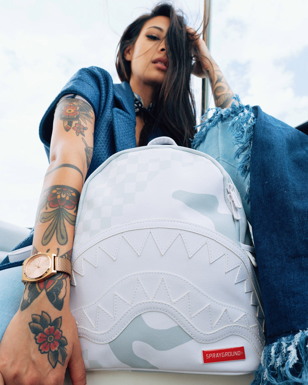 Sprayground Money Checkered Savage Backpack in White