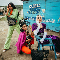 SPRAYGROUND® POUCHETTE NOIR QUILT GOLD CHAIN SHARK CROSSOVER CLUTCH