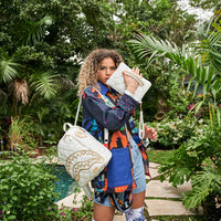 SPRAYGROUND® POUCHETTE RIVIERA LE BLANC GOLD CHAIN SHARK CROSSOVER CLUTCH