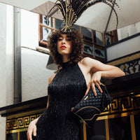 SPRAYGROUND® POUCHETTE LEVELED UP SPLIT QUILT SHARK CROSSOVER CLUTCH