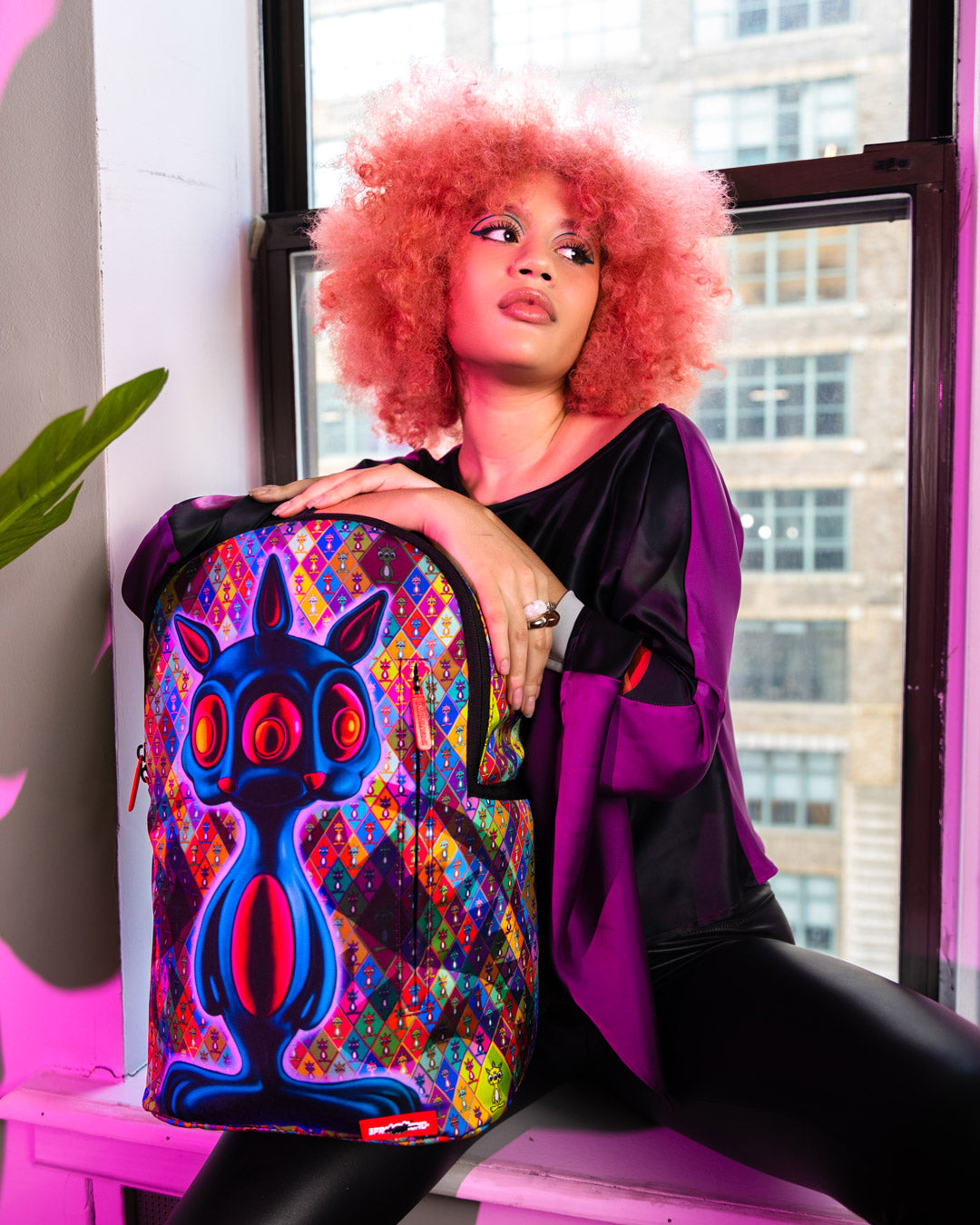 Sprayground shark tongue remix purple backpack hotsell