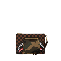 SPRAYGROUND® POUCHETTE EXTERIOR GOLD ZIP POCKET SHARKS IN PARIS CROSSOVER CLUTCH