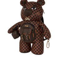 SPRAYGROUND® BACKPACK SPECIAL OPS BROWN CHECKERED MONEYBEAR TEDDYBEAR BACKPACK