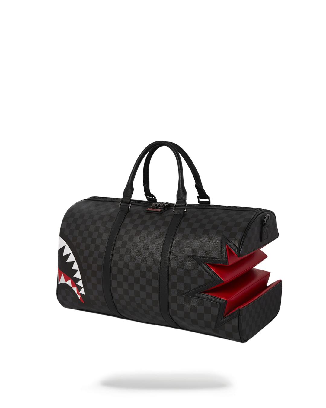 Gray Sprayground Shark Duffle Bag