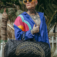 SPRAYGROUND® DUFFLE NOIR QUILT GOLD CHAIN SHARK DUFFLE