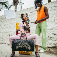 SPRAYGROUND® DUFFLE NOIR QUILT GOLD CHAIN SHARK DUFFLE