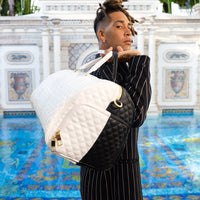 SPRAYGROUND® DUFFLE LEVELED UP SPLIT QUILT SHARK DUFFLE