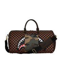 SPRAYGROUND® DUFFLE EXTERIOR GOLD ZIP POCKET SHARKS IN PARIS DUFFLE