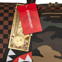 SPRAYGROUND® DUFFLE EXTERIOR GOLD ZIP POCKET SHARKS IN PARIS DUFFLE