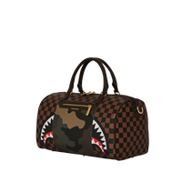 SPRAYGROUND® DUFFLE EXTERIOR GOLD ZIP POCKET SHARKS IN PARIS MINI DUFFLE