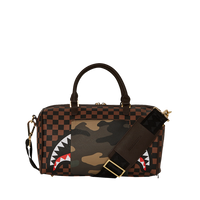 SPRAYGROUND® DUFFLE EXTERIOR GOLD ZIP POCKET SHARKS IN PARIS MINI DUFFLE