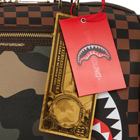 SPRAYGROUND® DUFFLE EXTERIOR GOLD ZIP POCKET SHARKS IN PARIS MINI DUFFLE