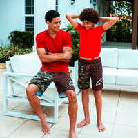 SPRAYGROUND® SWIM KIDS CHECKS & CAMO SWIM TRUNKS