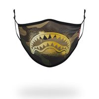 SPRAYGROUND® FASHION MASK ADULT CAMO GOLD SHARK FORM FITTING FACE MASK