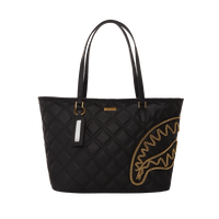 SPRAYGROUND® TOTE NOIR QUILT GOLD CHAIN SHARK TOTE