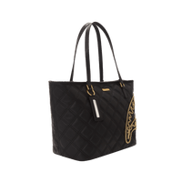 SPRAYGROUND® TOTE NOIR QUILT GOLD CHAIN SHARK TOTE