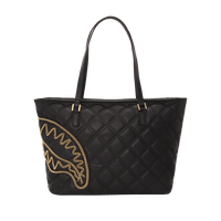 SPRAYGROUND® TOTE NOIR QUILT GOLD CHAIN SHARK TOTE