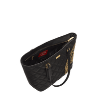 SPRAYGROUND® TOTE NOIR QUILT GOLD CHAIN SHARK TOTE