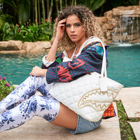 SPRAYGROUND® TOTE RIVIERA LE BLANC GOLD CHAIN SHARK TOTE