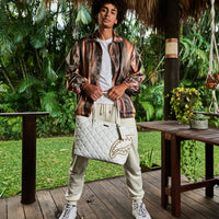 SPRAYGROUND® TOTE RIVIERA LE BLANC GOLD CHAIN SHARK TOTE