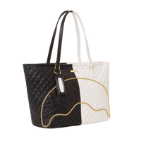 SPRAYGROUND® TOTE LEVELED UP SPLIT QUILT SHARK TOTE