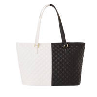 SPRAYGROUND® TOTE LEVELED UP SPLIT QUILT SHARK TOTE