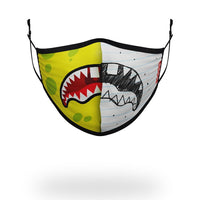 SPRAYGROUND® FASHION MASK ADULT DOODLEBOB SPLIT SHARK FORM FITTING FACE-COVERING