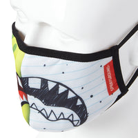 SPRAYGROUND® FASHION MASK ADULT DOODLEBOB SPLIT SHARK FORM FITTING FACE-COVERING